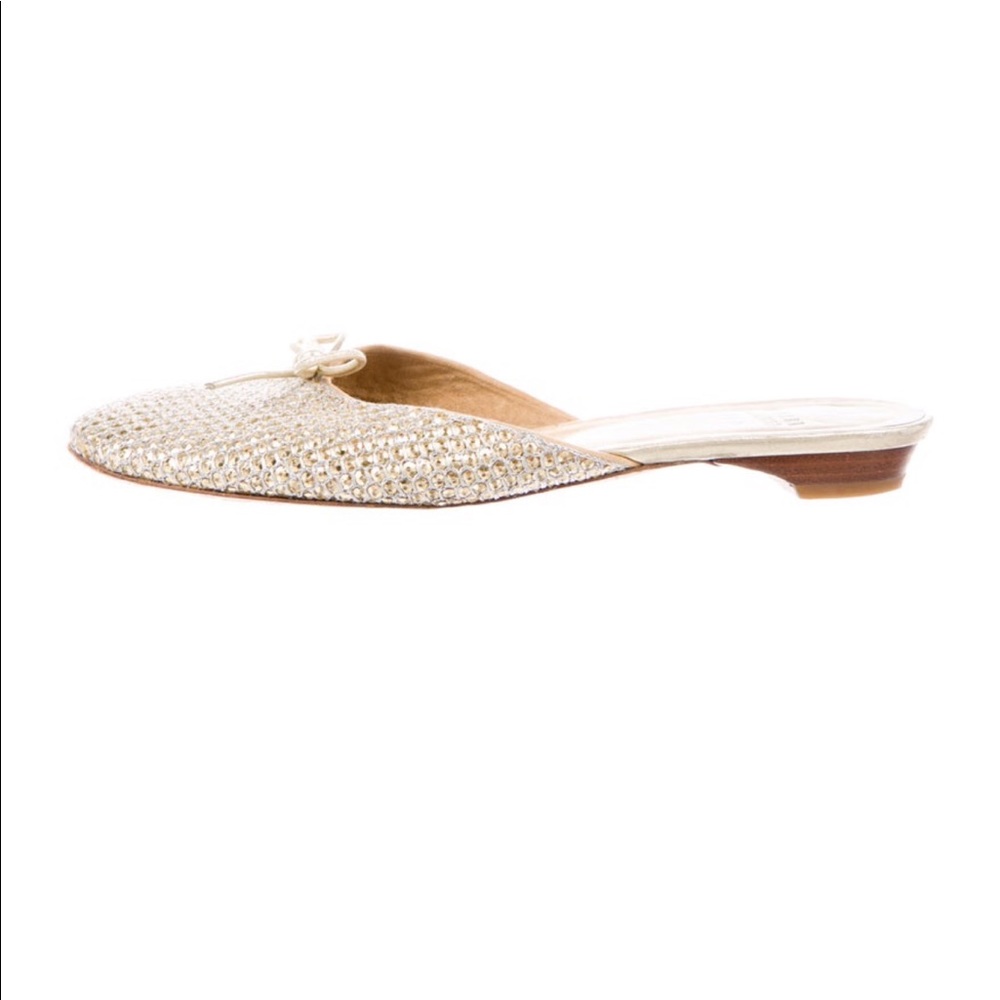 Stuart Weitzman Bow-Accented Sequin Mules - image 2